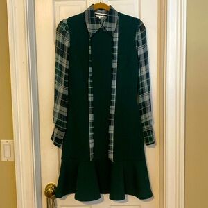 Alexander McQueen McQ Green Jumper with plaid shirt.
